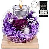 NERCHVO Valentines Birthday Gifts for Women Preserved Roses in Glass Dome with Scented - Romantic Preserved Flower for Women, Girlfriend, Wife, Mom, Grandma, Sister, Her-Purple