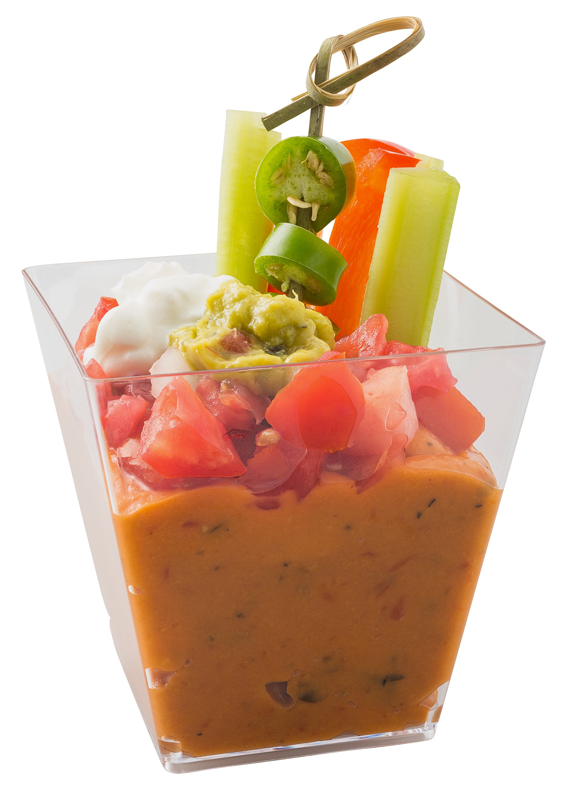 5oz. Sturdy Modern Dessert Cup, Clear Square Plastic Cup, Stylish Parfait Glasses Dessert Cups