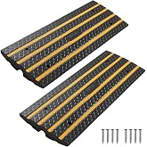 VEVOR Car Driveway Rubber Curb Ramp, 2 Pack 48.8-inch-Long Heavy Duty Low Profile Slope Ramps, 2.6&rsquo;&rsquo; Rise, 33069 lbs Load Capacity, Reflective Safety Strips, for Vehicles, RVs, and Wheelchairs