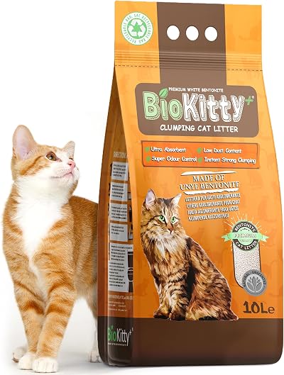 BioKitty Clumping Cat Litter 10L Unscented Bentonite Odor Control