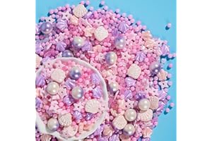 Edible Beach Sprinkles Cake Decorating,Pink Purple Pearl Sea Shell Stars Sugar Sprinkles Mix ,Baking Candy 130g/4.58oz,Ocean 