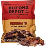 Biltong Depot Original Biltong Air-Dried Beef Slices w Fat, 1lb (16oz) | Beef Steak Jerky Snack, High Protein, Zero Sugar, Gluten Free, Keto &amp; Paleo Friendly, No Artificial Preservatives, No MSG
