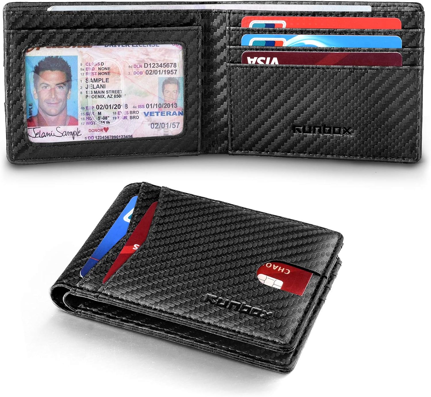 RUNBOX Slim Wallets for Men with RFID Blocking & Minimalist Mens Front Pocket Wallet Leather