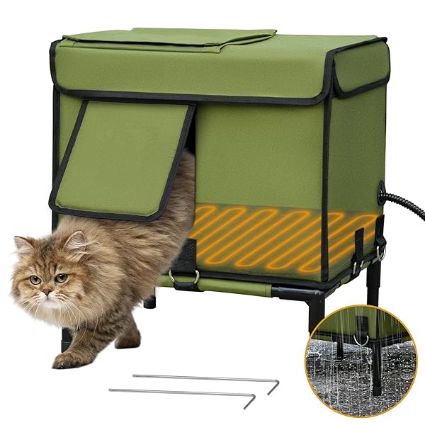 PALOPALO DEWPROOF HEATED CAT HOUSE FOR OUTDOOR WINTER,...