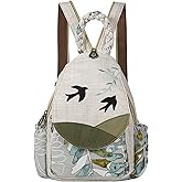 Qalmea Boho Cotton Linen Backpack Multi-Pocket, Convertible, Ideal Gift for Women, Girls, and College Students Bee
