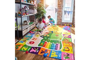 B BENRON 6x9 Kids Room Rug Play Mat Carpet Educational and Fun Playmat with ABC Alphabet Animals Shapes Colors Non Slip Area Rug Learning Rugs for Bedroom Playroom Baby Toddler Children Play Game Activity