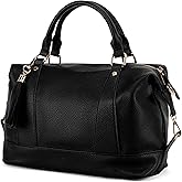 GEMIU Women's Leather Tote Bag - Leather Top Handle Satchel Purse with Detachable Crossbody Strap, Versatile Hobo Style Handbag for Ladies,Black