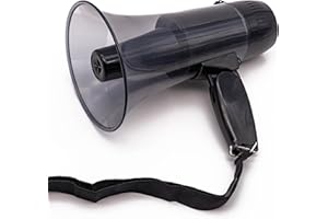 BEMLDY Portable Megaphone Bullhorn 20 Watt Power with Built-in Siren/Alarm-Adjustable Volume -Strap Powerful and Lightweight