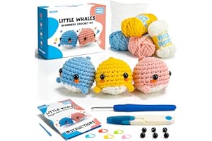 HEJIN Beginner Crochet Kit, Crochet Kits for Kids and Adults, 3PCS Crochet Animal Kit for Beginners Include Videos Tutorials, Yarn, Eyes, Stuffing, Crochet Hook - Boys and Girls Birthdays Gift