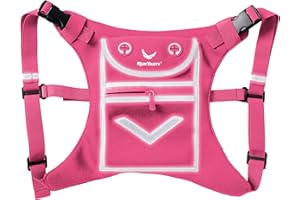 RUNTASTY Pink Running Mini Backpack Vest for Men & Women - Reflective w/360°Hi-Viz, Holds Accessories, any iPhone, Android, iPad mini - Lightweight Adjustable gear for Fitness, Walking, Cycling, Hiking, etc!