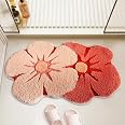 Anna-Kaci Floral Vine Pattern Scalloped Bathroom Floor Mat Soft Absorbent with Non Slip Backing