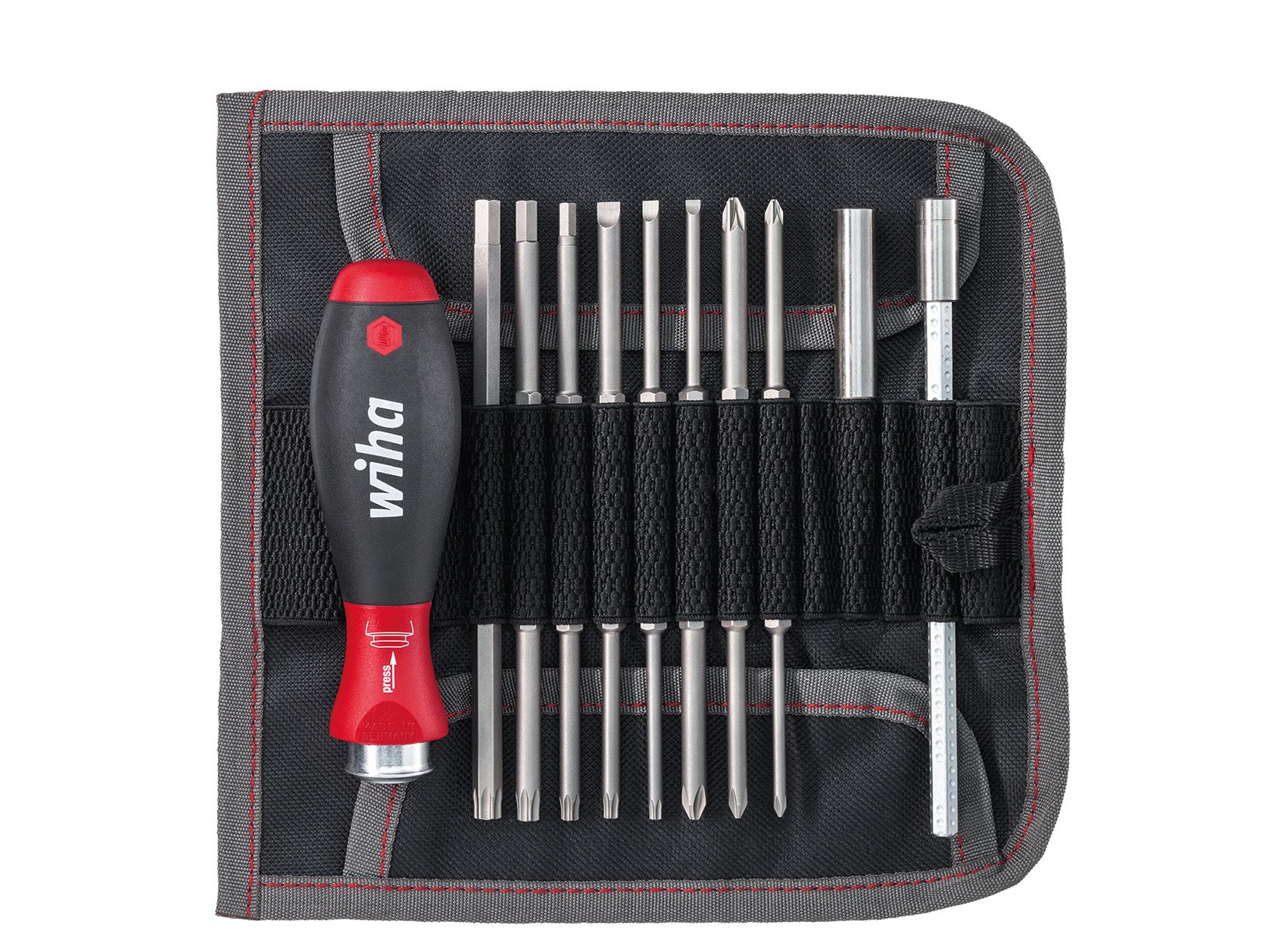 Wiha 79187T04 PH/PZ/Torx/SW Bit-Set, Red/Black, 19-Piece