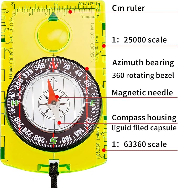 Amazon Com to 9 Pieces Orienteering Compass Hiking Backpacking Camping Compass Map Reading Outdoor Waterproof Compass For Boy Scout Kids Women Map Ruler Compass Sports Outdoors