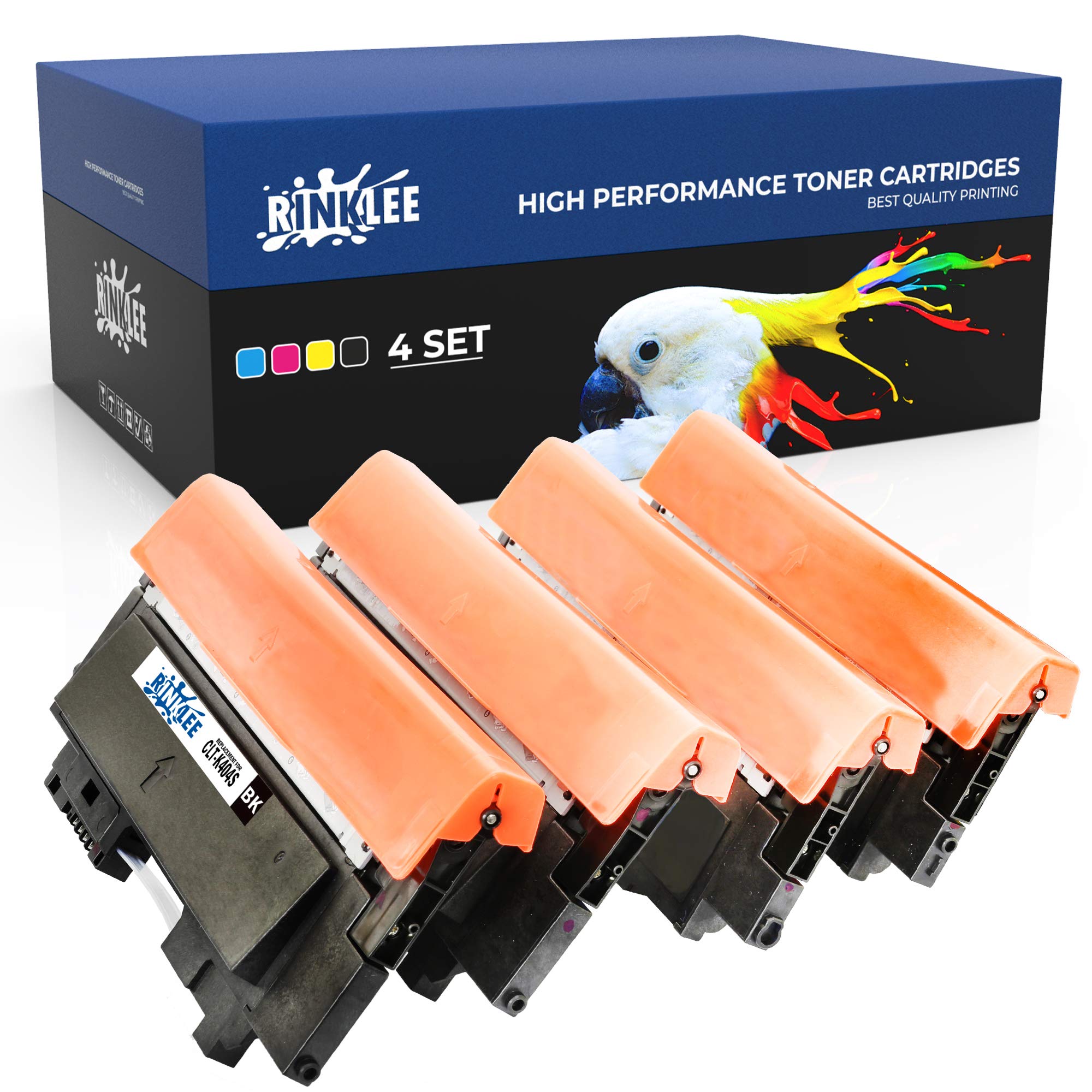 RINKLEE CLT-404S K404S C404S M404S Y404S Toner Cartridge Compatible with Samsung Xpress SL-C430 SL-C430W SL-C480 SL-C480FN SL-C480FW SL-C480W | High Yield 1500/1000 Pages | 4-PACK