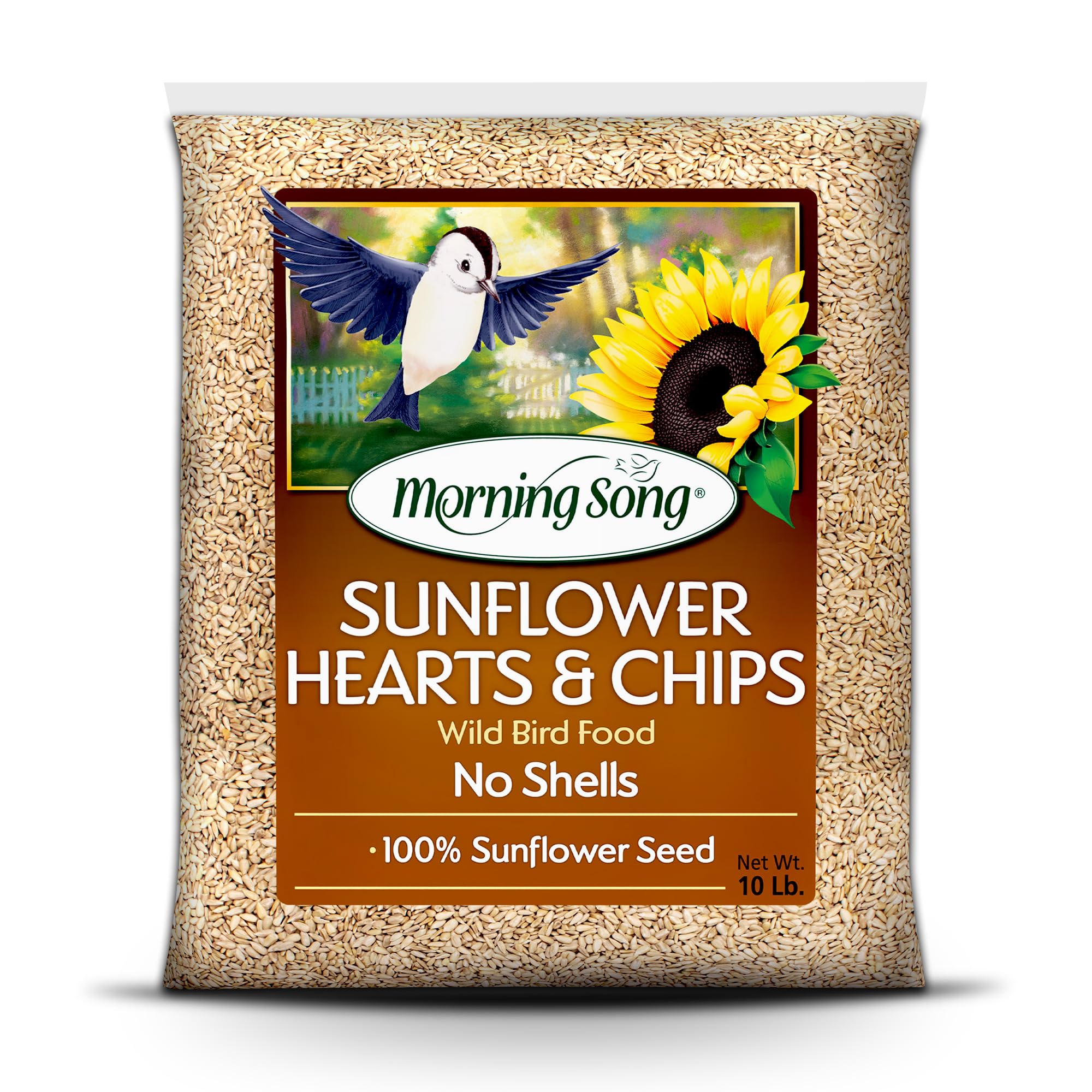 Morning Song Sunflower Hearts & Chips Wild Bird Seed – 10 lb. Premium No Mess, Shell-Free Bird Food for Outside Feeders Image