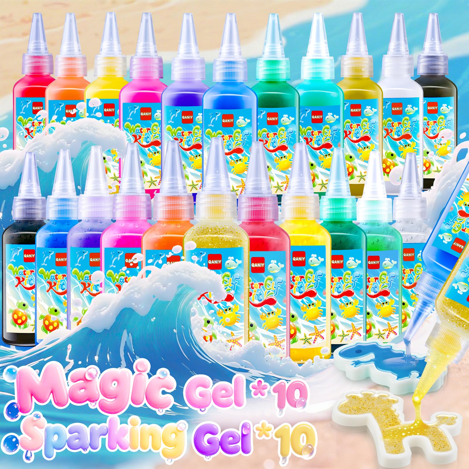 Magic Water Elf Toy Kit with 20 Magic Gels and 24 Shape MoldsMagic Water Elf, Aqua Fairy, Magic Water Gel Kit, DIY Squishy Maker Kit, Magic Water Art Kit Favors, Kids Crafts Ages 4-8