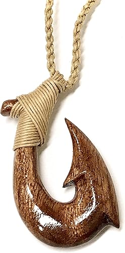 Amazon ハワイ直輸入 ハワイコアウッド フィッシュフックネックレス Sサイズ 幸せを釣り上げる ハワイアンジュエリー ジュエリー 通販