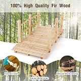TANGZON 1.5M Wooden Garden Bridge with Safety Railings Natural view 6