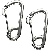 US STAINLESS 2 Pieces Stainless Steel 316 Spring Hook Carabiner 5/16" (8mm) Marine Grade Safety Clip
