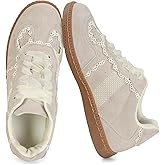 WFGJWR Women Lace Detail Casual Sneakers Elegant Ribbon Lace-Up Shoes with Memory Foam