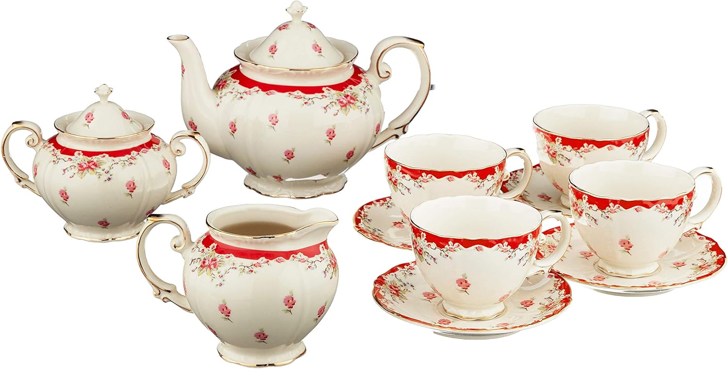 Gracie China by Coastline Imports 11Piece Vintage Porcelain Tea Set