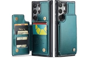 Vinich for Samsung Galaxy S23 Ultra Wallet Case with Card Holder, RFID Blocking Credit Slots Kickstand Shockproof Phone Cover for Women Men, Bluish Green