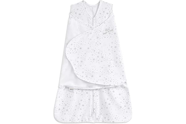 HALO 100% Cotton Sleepsack Swaddle, 3-Way Adjustable Wearable Blanket, TOG 1.5, Midnight Moons Grey, Newborn, 0-3 Months