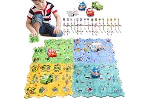 NIVILLE Puzzle Racer Kids Car Track Set with Cars Puzzle Racer Car Track Set for 3-8 Year Old Best Holidays&Birthday Gifts for Kids (25PCS 4in1)