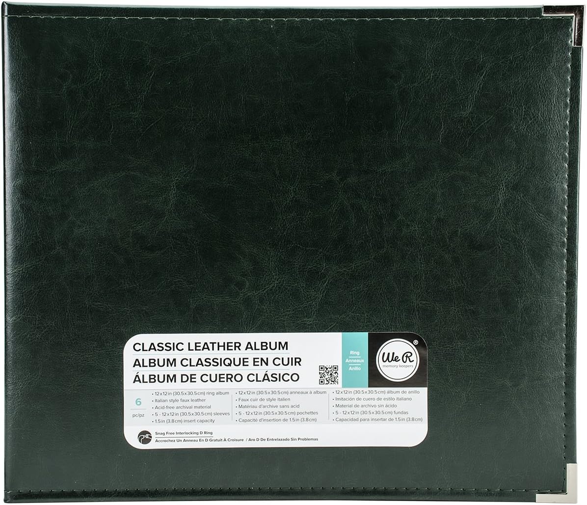 We R Memory Keepers We R Classic Leather 3-Ring Album X 12-inch Forest Green, Acrylic, Multicolour, 34.79x39.11x6.85 cm
