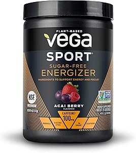 Vega Sport Sugar Free Energzier Acai Berry (35 Servings, 4.0 Ounce Tub) - Vegan, Keto-Friendly, Gluten Free, Sugar Free, All Natural, Pre Workout Powder, Non GMO (Packaging May Vary)