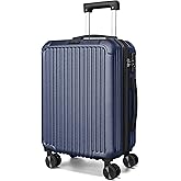 LIGHT FLIGHT Carry On Luggage 22x14x9 Airline Approved, Durable Hard Shell Carry On Suitcases with Wheels, Expandable Hardside Lightweight Travel Luggage with TSA Lock 20 Inch Carry on, Dark Blue