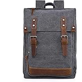TSD Brand Discovery Canvas Backpack Travel Daypack Lightweight Carry On Laptop Backpack Hiking Backpack (Grey)