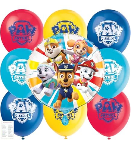 Anagram Paw Patrol Chase Und Marshall 3. Geburtstag Ballon Set – Mit Folienballons, Latexballons & Pfotenabdruck-Deko