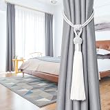 Pretty Jolly 2 Pack Long Tassel Curtain Tiebacks Silver White view 4