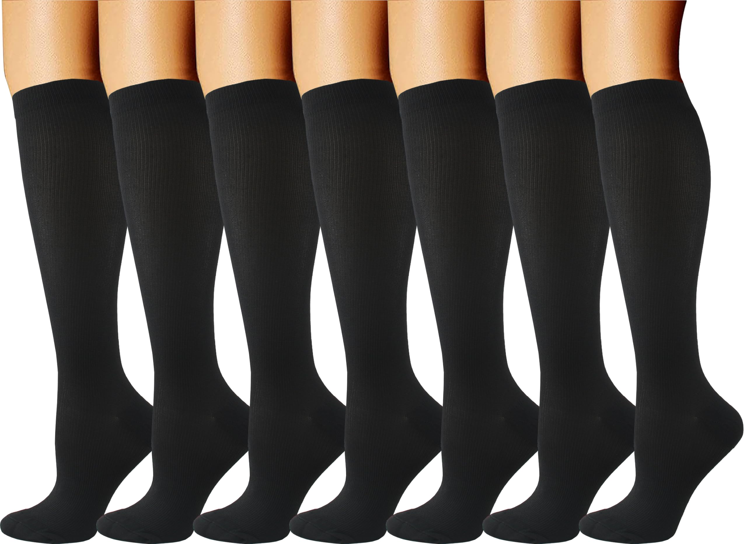 Compression Socks for Men & Women Circulation (7 Pairs) 15-20 mmHg is Best Support for Athletic, Medical, Running, Hiking
