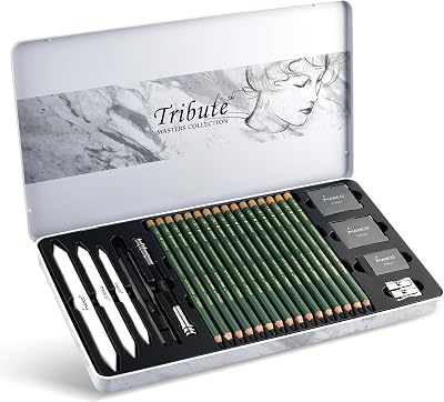 Skizzen Zeichen Bleistift Set Anfänger ideal zum Schattieren für Zeichnen, Skizzieren für Künstler, Erwachsene, Teenager (Skizzenbleistift Set 25 Stück)