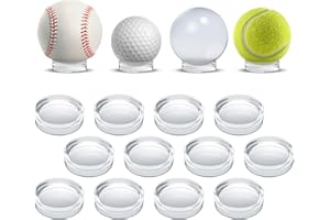 Houseables Baseball Holder, Baseball Stand, Ball Holder, Ball Stand, Acrylic Sphere Display, Egg Display, for Crystal, Rock, Marble, Golf, Softball, Round, Plastic Ring,12 Pack, Clear, 1.75" x 0.6"