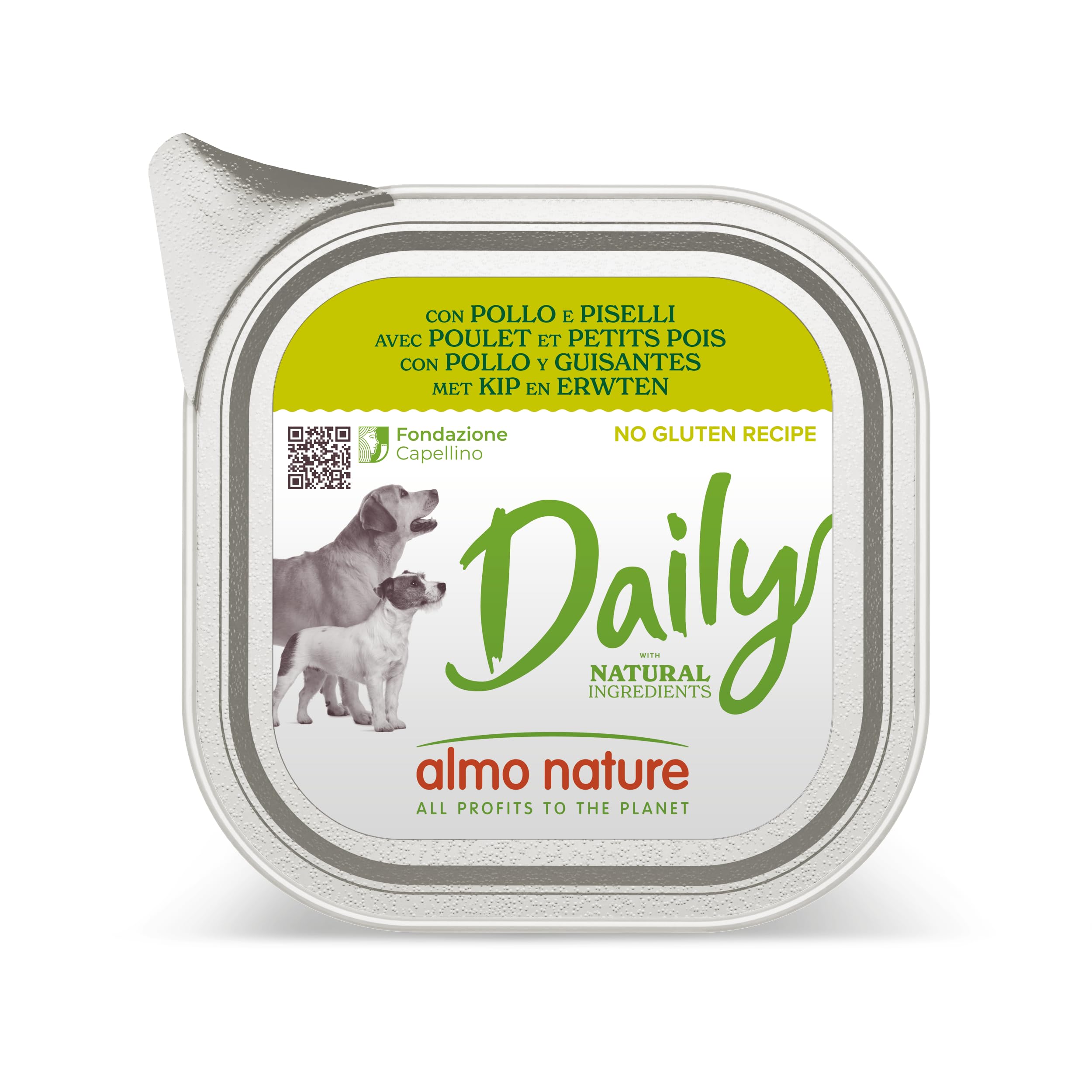 Almo Nature Daily Wet Dog Food No Grain Pate with Chicken and Peas, 100 g, Pack of 32