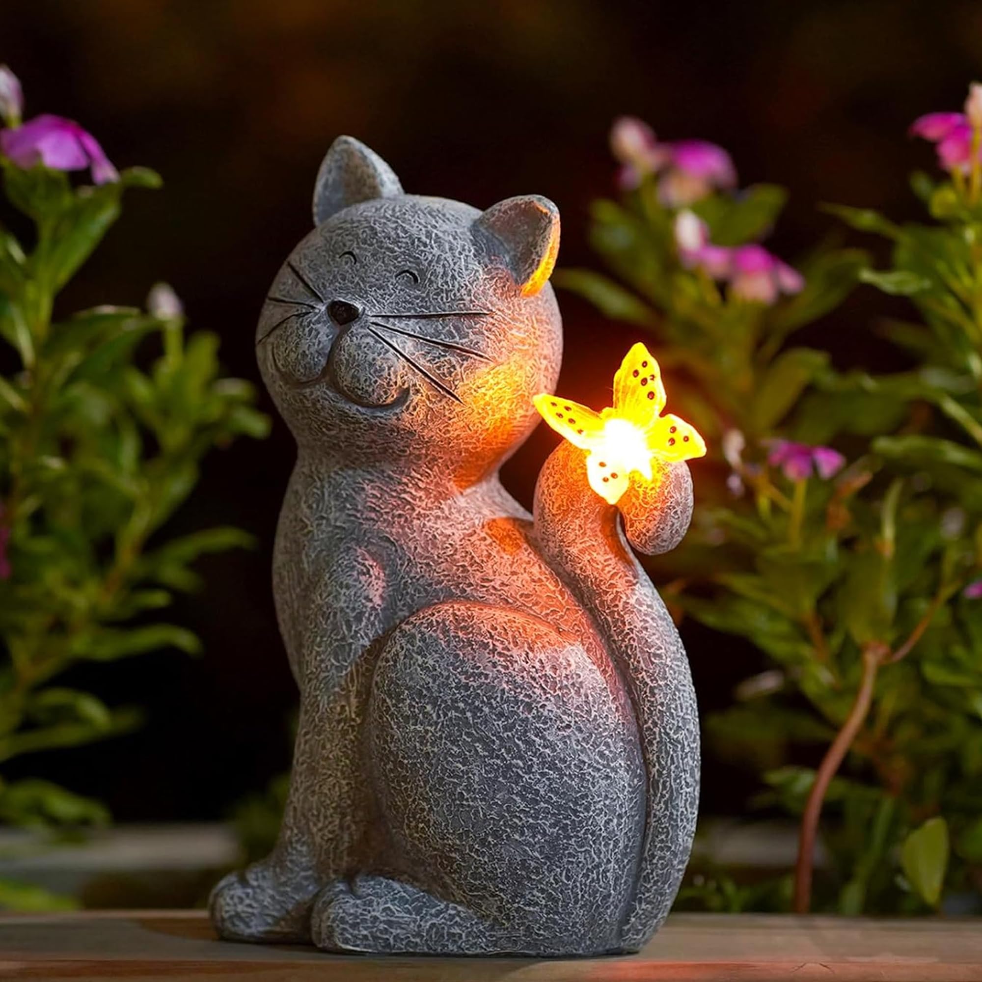 Nacome Cat Outdoor Statues for Garden: Outside Decor with Butterfly Clearance for Yard Art Lawn Ornaments Porch Patio Balcony Home House - Gifts for Mom Grandma Women Image