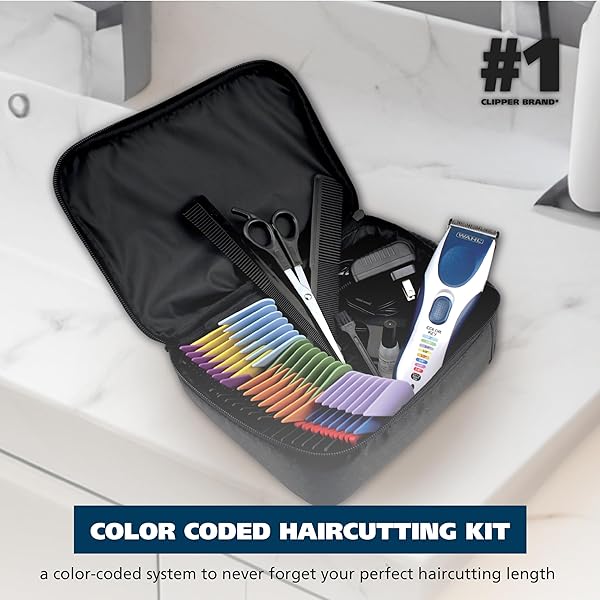 WAHL COLOR PRO CORDLESS RECHARGEABLE HAIR CLIPPER & TRIMMER – EASY COLOR-CODED GUIDE COMBS – FOR MEN, WOMEN, & CHILDREN – MODEL 9649P