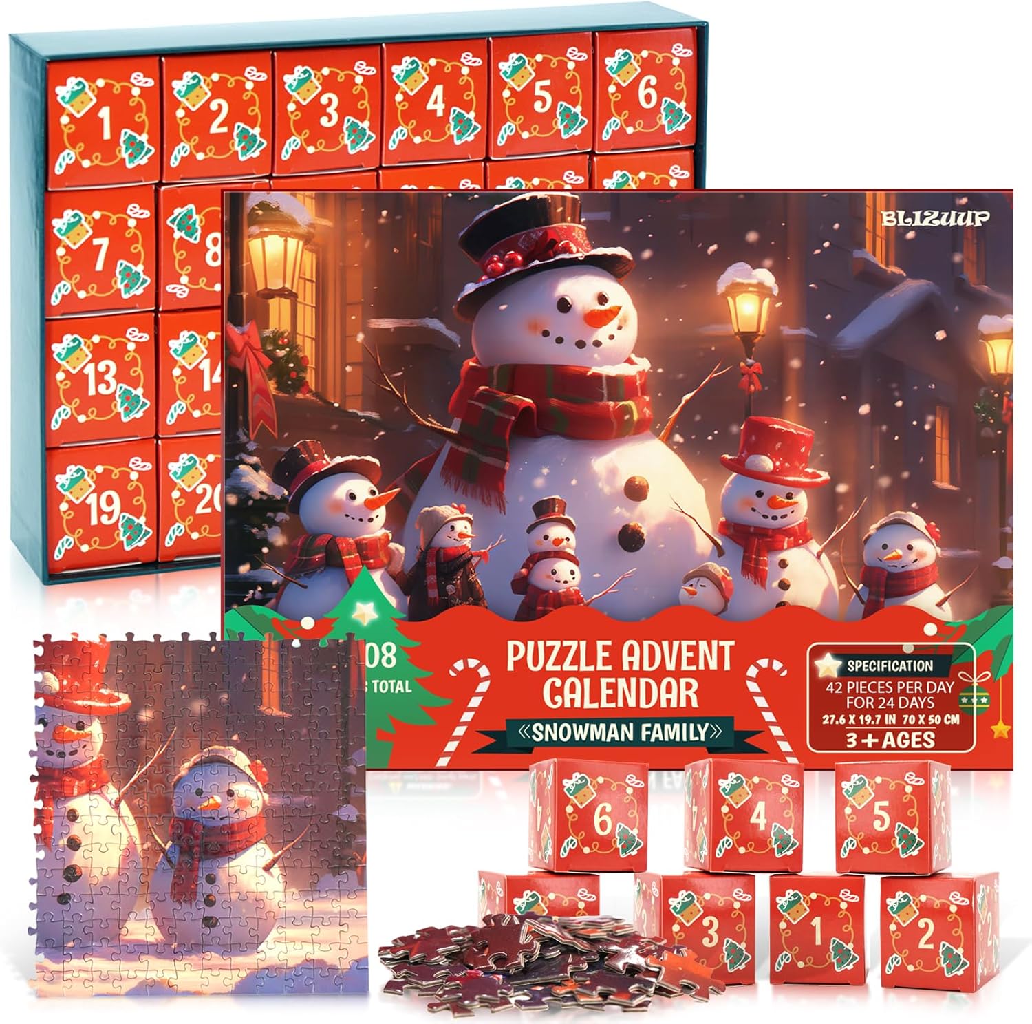 Advent Calendars - Christmas Jigsaw Puzzle Advent Calendar: 2023 Advent Calendar for Kids,Teens and Adults, Blizuup Christmas 24 Days Countdown Calendar Gifts for Boys and Girls, Christmas Puzzles 1000 Pieces and Up