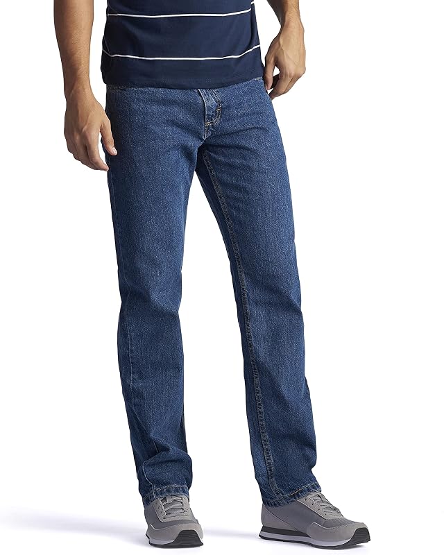 Jeans de Pierna Recta de Ajuste Regular para Hombre, Medium Stone, 30W x 30L