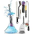Hookah Cleaning Kit - 5 Brushes & 500 Stainless Steel Cleaning Beads - Premium Hookah Accessories for Shisha Cleaning - Hookah Bowl & Hookah Vase Cleaning Set & Hookah Cleaning Brushes Set