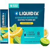 Liquid I.V. Hydration Electrolytes, Lemon Lime, 16 Count | Scientifically Formulated | Clinically Proven Hydration | No Artificial Sweeteners | Non-GMO | Vegan | Powder Drink Mix