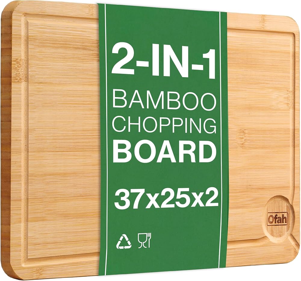 Vivo Technologies Bamboo Chopping Board Large 37 x 25 x 2 cm Pre Oiled