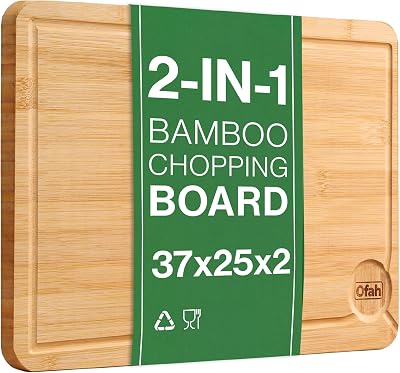 Vivo Technologies Bamboo Chopping Board Large 37 x 25 x 2 cm Pre Oiled