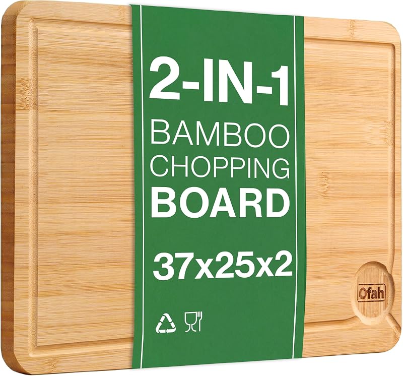 Vivo Technologies Bamboo Chopping Board Large 37 x 25 x 2 cm Pre Oiled