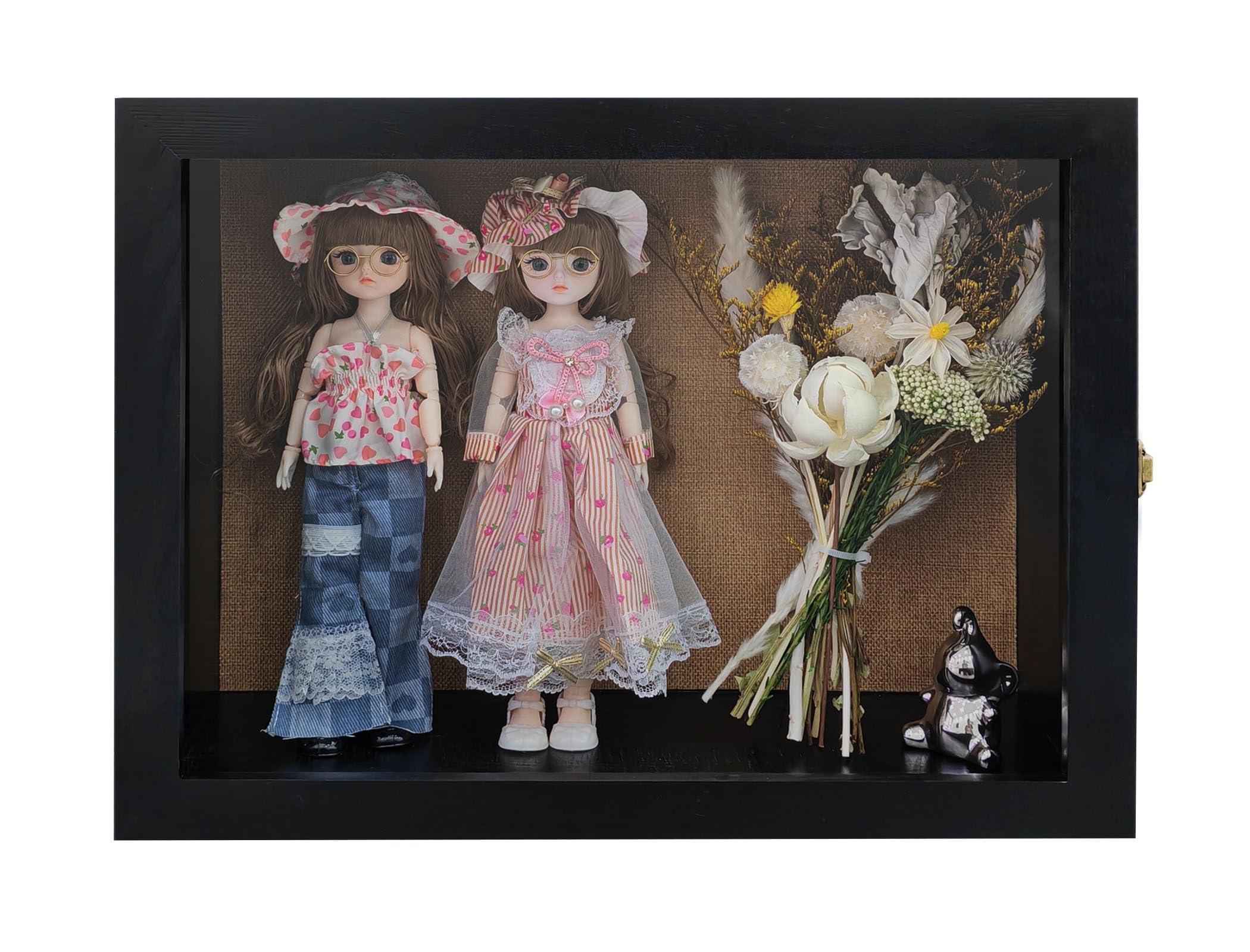 Photo 1 of 18*14 inch Super Deep Girl Doll Shadow Box, Extra Large Shadow Box, Doll Costume Display Box, Costume Designer Small Model Display Stand Box, Toys & Accessories Shadow Box (Black)