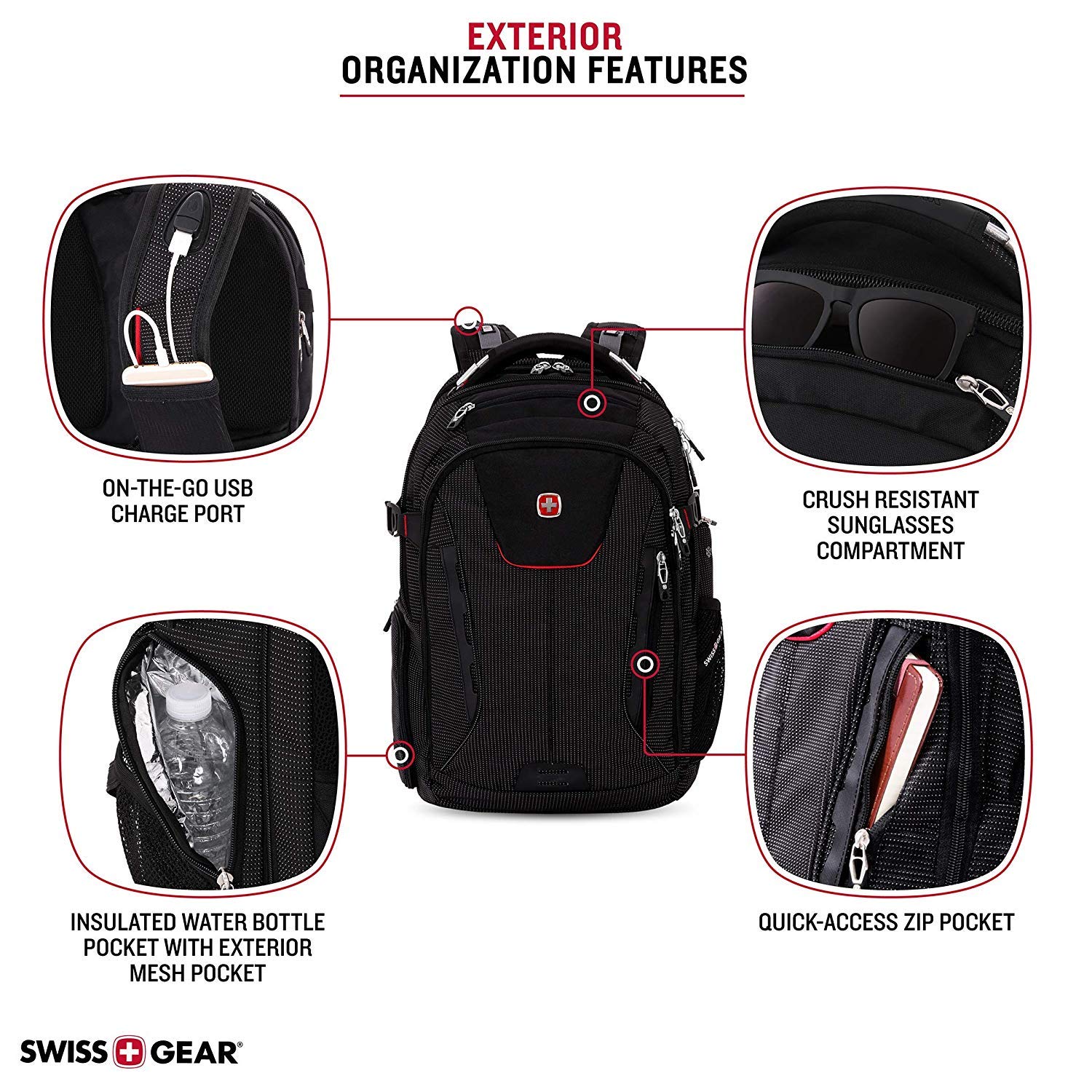 swissgear 2700 usb deluxe scansmart laptop backpack with led light
