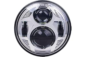 LUSGWUFAD 5-3/4 5.75 Motorcycle LED Headlight Compatible with Harley Davidson Dyna Street Bob Iron 883 Sportster Super Wide Glide Low Rider Night Rod Softail Custom Indian Scout Triumph Headlamp-Silver